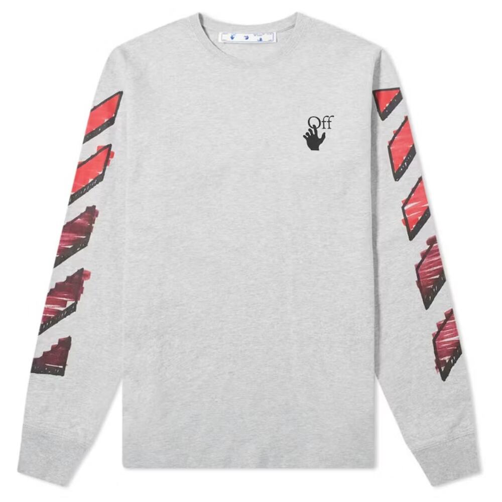 Off White Marker Slim Crew Neck Tee Shirt Gray Size Large